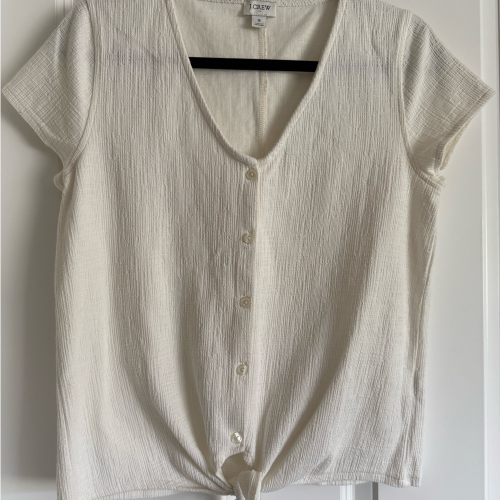 J. Crew Women's White Textured Button-Down Shirt